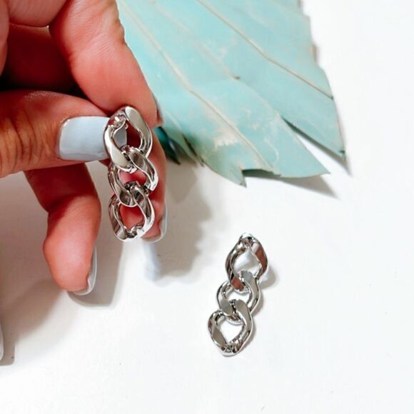 Silver chain drop earrings S176 - Picture 5 of 5